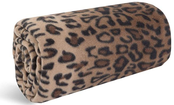 Leopard print travel blanket